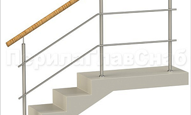 Два ригеля на сварке, круглый пластиковый поручень и круглые стойки купить в Алматы