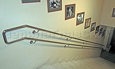 Двойной пристенный поручень из нержавейки купить в Алматы