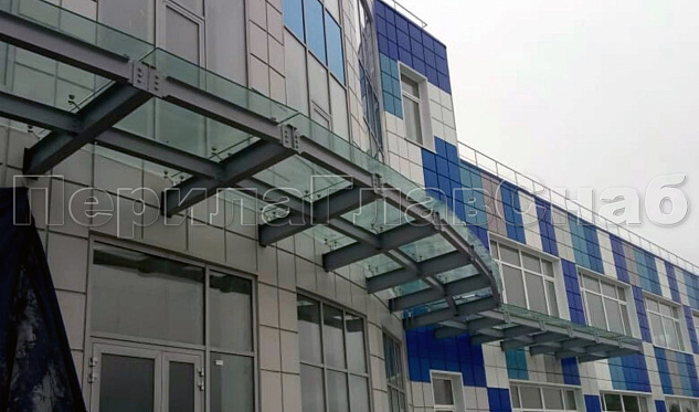 НПО “Наука” фасадный козырек в Алматы. Готовые проекты ПерилаГлавСнаб