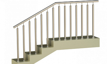 Ограждения с двумя стойками в каждую ступень без ригелей купить в Алматы