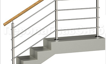 Четыре ригеля на держателях, круглый пластиковый поручень и квадратные стойки купить в Алматы