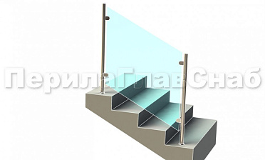Ограждения лестницы без поручня с зажимными стеклодержателями и стойками купить в Алматы