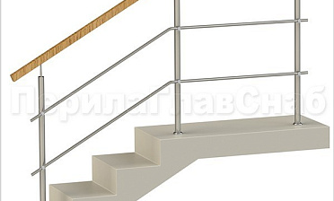 Два ригеля на держателях, квадратный деревянный поручень и круглые стойки купить в Алматы