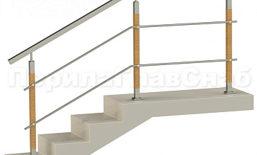 Два ригеля на держателях, квадратный поручень и квадратные деревянные стойки купить в Алматы