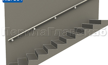 Готовый пристенный поручень с 5 держателями, длина 3700 мм (AISI 304) k730-37 купить в Алматы