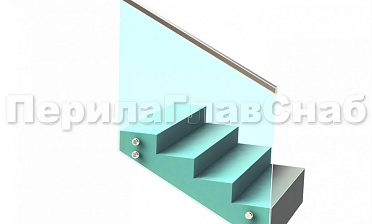 Ограждение с профильным поручнем с пазом на точечном креплении на лестнице купить в Алматы