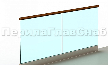 Ограждение с деревянным поручнем на профиле купить в Алматы