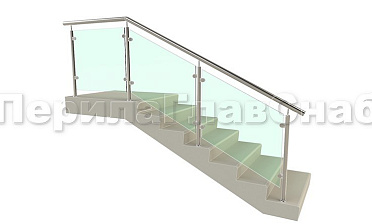 Ограждение для лестницы из нержавейки с зажимными стеклодержателями для крыльца купить в Алматы