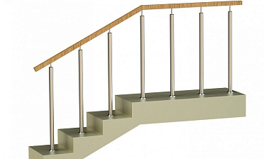 Ограждения со стойками в каждую ступень с квадратным деревянным поручнем без ригелей купить в Алматы