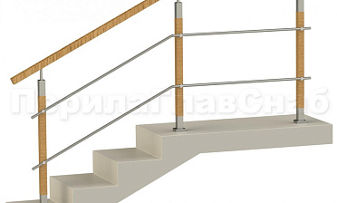 Два ригеля на держателях, квадратный деревянный поручень и квадратные деревянные стойки купить в Алматы