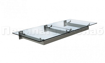 Стеклянный козырек на прямом каркасе в Алматы. Готовые проекты ПерилаГлавСнаб