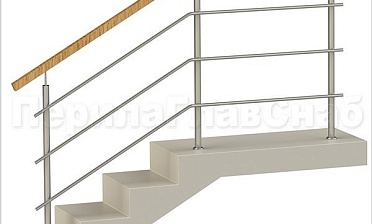 Три ригеля на сварке, квадратный деревянный поручень и круглые стойки купить в Алматы