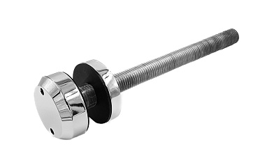 Комплект торцевого крепления несущего стекла, укороченный, шпилька оцинкованная, гайка-шайба Ø50х13х9мм с внутренней резьбой М16, шлифованный AISI 201 Фk277-3-2 купить в Алматы