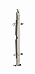 Стойка эксклюзивная из двух пластин с двумя пластинчатыми стеклодержателями, крепление в пол, регулируемый ложемент (AISI 304) k769 купить в Алматы