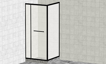 Комплект душевой с внутренней подвижной дверью,толщина стекла 8мм, 900х900х2000, AUSI 304, черная t470 Bl в Алматы. Готовые проекты ПерилаГлавСнаб