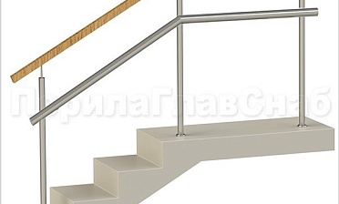 Ограждения с квадратным деревянным поручнем и дополнительным поручнем без ригелей купить в Алматы